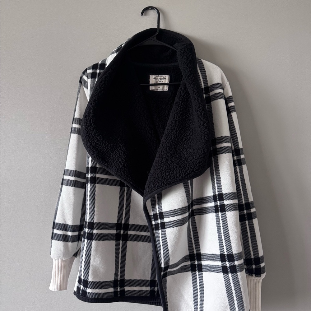 Black and White Abercrombie Open Front Jacket